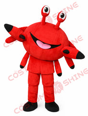 Red Crab Mascot Costume Adult Plush Full Body Big Eyes for Events