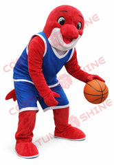 Red Dolphin Mascot Costume for Adults Basketball Plush Suit