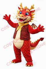 Red Dragon Mascot Costume Adult Vest Scarf Style