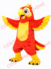 Red Yellow Parrot Mascot Costume Adult with Large Wings Performance Outfit