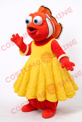 Red Clownfish Mascot Costume with Yellow Dress for Adults