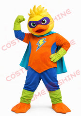 Lightning Superhero Duck Mascot Costume Adult Colorful Cape Outfit