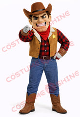 Adult Cowboy Mascot Costume Plush Western Sheriff Style