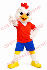 Red Sports Chicken Mascot Costume Adult Cheerleader Character