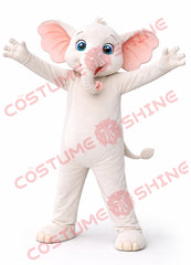 White Elephant Mascot Costume for Adults – Plush Open Arms Suit