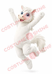 White Horse Mascot Costume for Adults – Full Body Jumping Pose