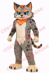 Wildcat Mascot Costume Adult – Gray Spotted Full Body Suit