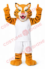 Wildcat Mascot Costume Adult – White Sports Uniform Style