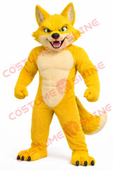 Adult Yellow Fox Mascot Costume Muscle Style Full Body