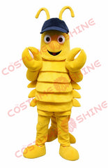 Yellow Lobster Mascot Costume for Adults with Cap Promotional Character