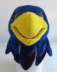 Blue Hawk Falcon i hvid skjorte maskot kostume voksen størrelse til mænd og kvinder med indbygget blæser inde i hovedet 
