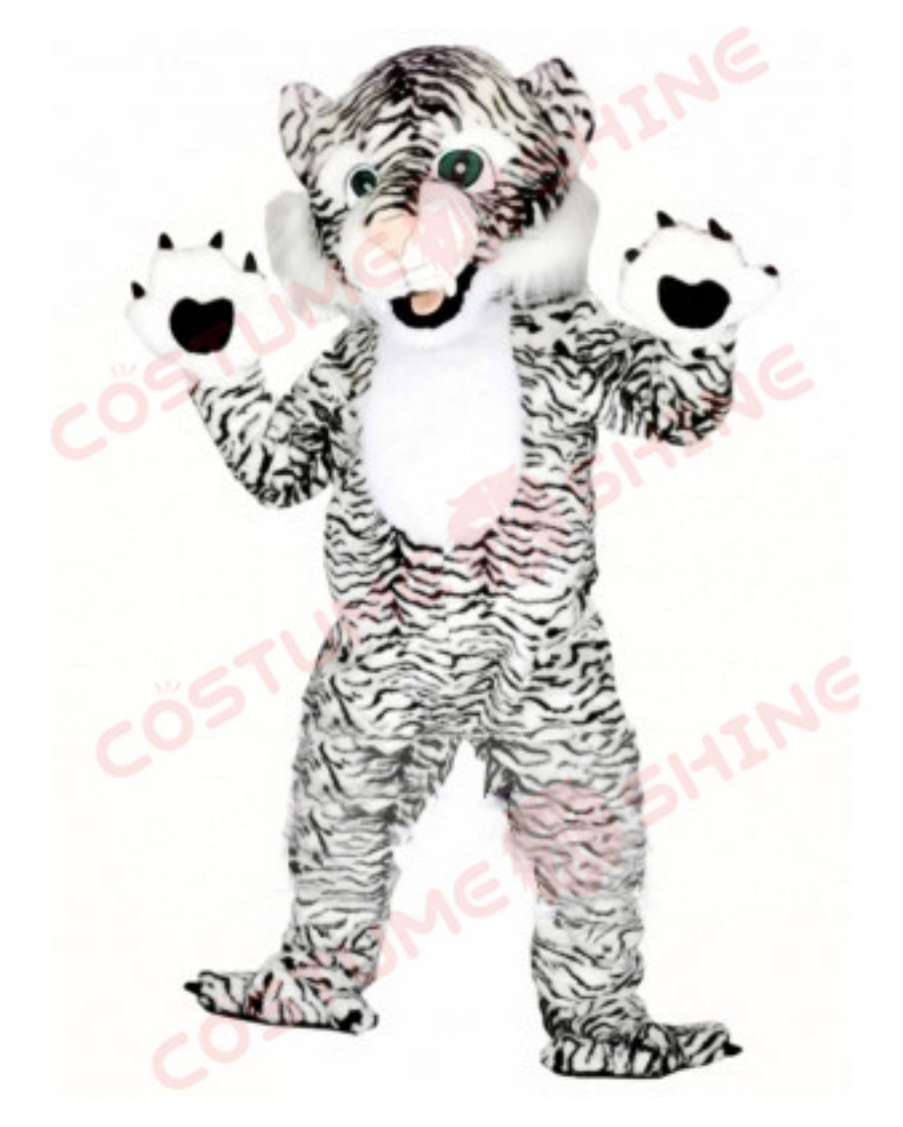 Black and White Tiger Mascot Costume – Playful Animal Fursuit Design for Halloween Sports Events
