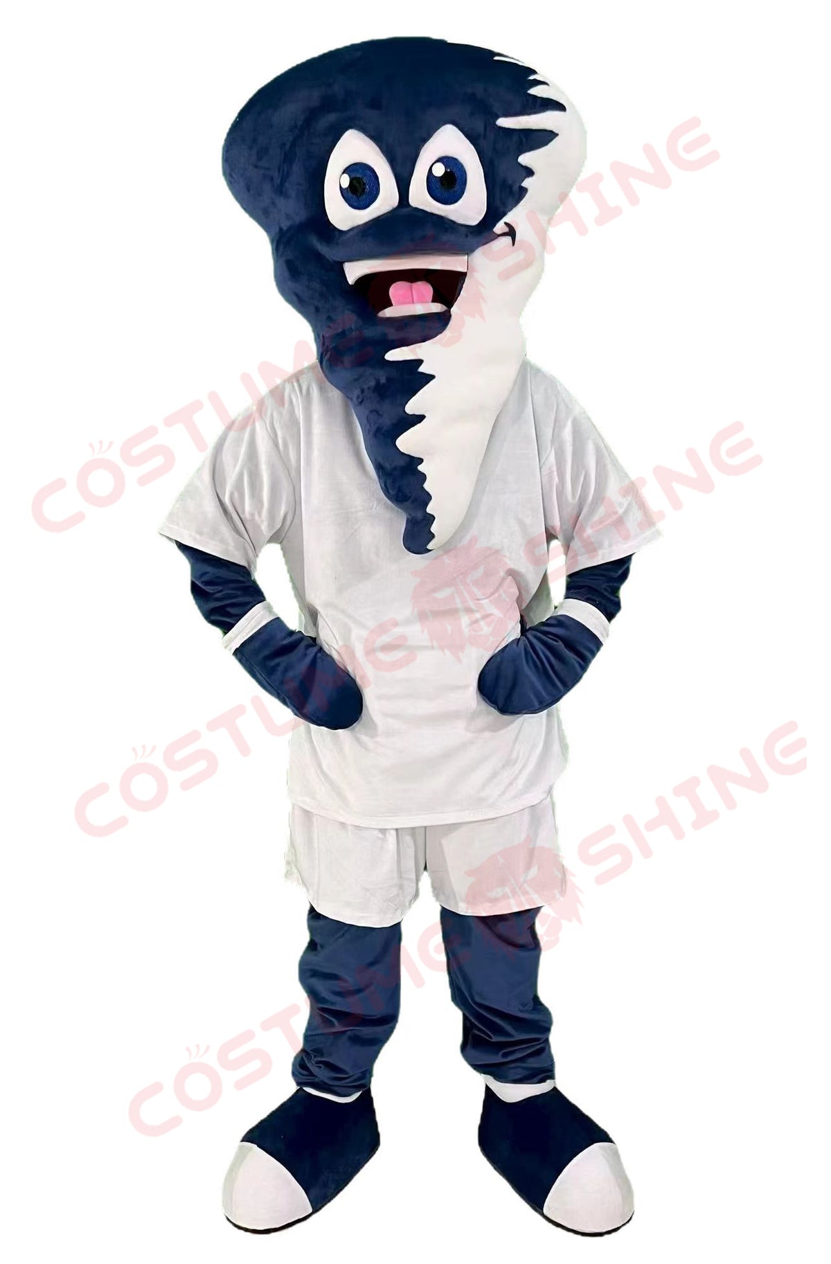 Disfraz de mascota de halcón azul con camisa blanca, tamaño adulto, para hombre y mujer, con ventilador incorporado en la cabeza 