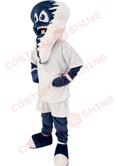 Disfraz de mascota de halcón azul con camisa blanca, tamaño adulto, para hombre y mujer, con ventilador incorporado en la cabeza 