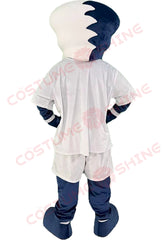 Disfraz de mascota de halcón azul con camisa blanca, tamaño adulto, para hombre y mujer, con ventilador incorporado en la cabeza 