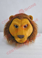Majestic Lion Mascot Costume Character in Blue T-Shirt and Shorts