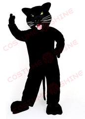 Realistic Black Panther Mascot Costume for Adults with Green Eyes