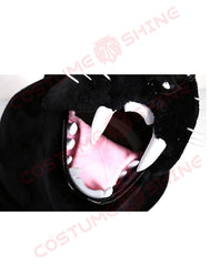 Realistic Black Panther Mascot Costume for Adults with Green Eyes