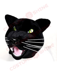 Realistic Black Panther Mascot Costume for Adults with Green Eyes