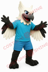 Gryphon Griffin Mascot Costume with Blue Shirt – Custom Plush Bird Suit for School, Sports Team, and Event Performance