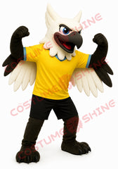 Gryphon Griffin Mascot Costume with Yellow Shirt – Custom Plush Bird Suit for School Sports Team Events