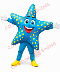 Blue Starfish Mascot Costume for Adults – Yellow Spots Full Body Outfit
