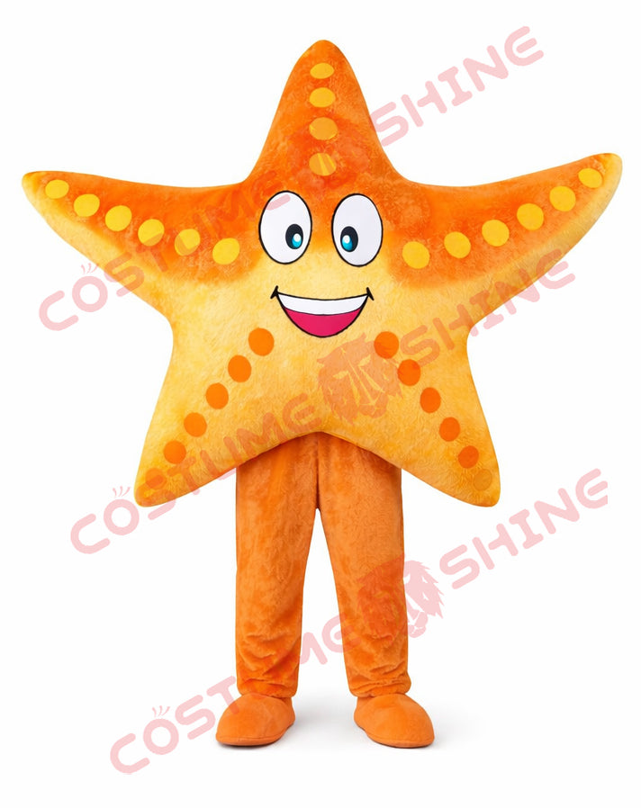 Orange Starfish Mascot Costume for Adults – Full Body Plush Ocean Outfit