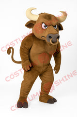 Angry Bull Mascot Costume Strong Brown Animal Suit for Sports and School Events