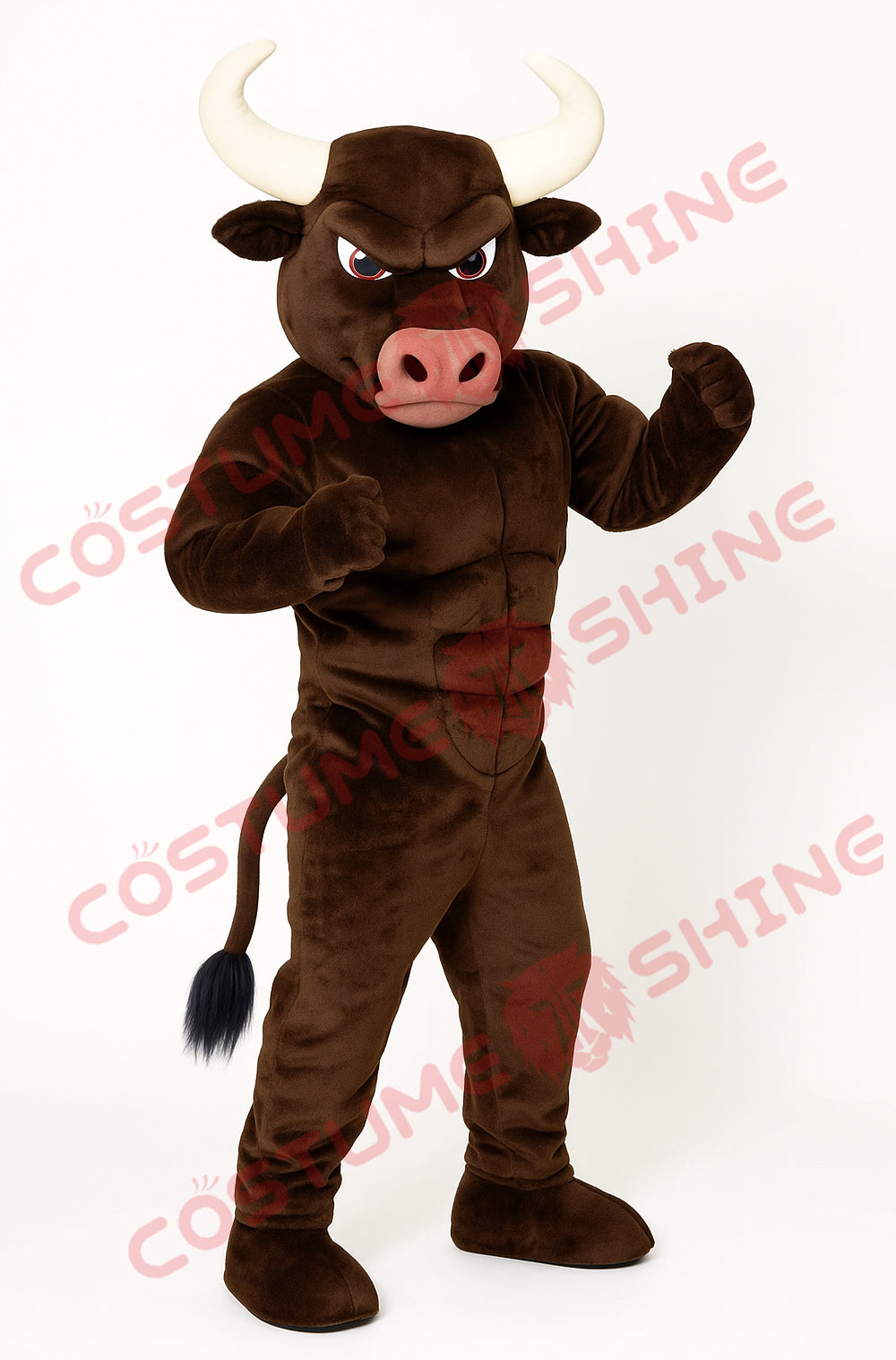 Angry Dark Brown Bull Mascot Costume Strong Animal Suit for Sports and Events