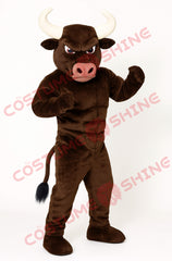 Angry Dark Brown Bull Mascot Costume Strong Animal Suit for Sports and Events