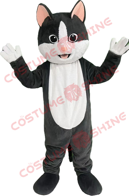 Black and White Cat Mascot Costume | Cute Feline Character Suit for Events