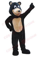 Black Bear Mascot Costume with Brown Belly – Plush Animal Suit for Events & Promotions