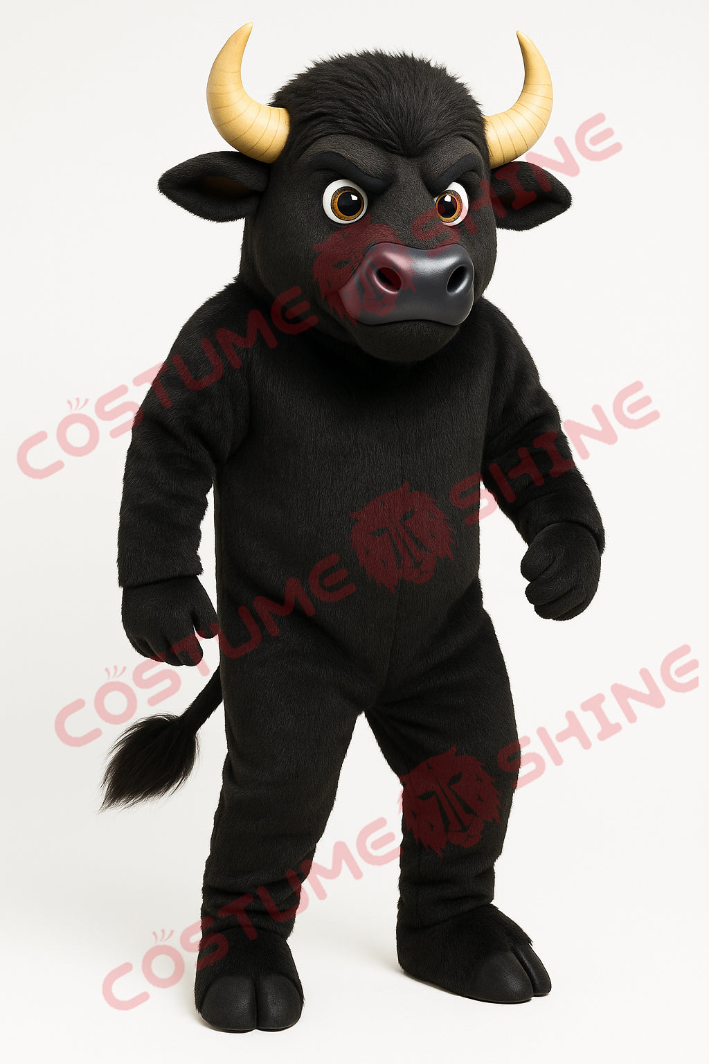Black Bull Mascot Costume – Angry Strong Animal Suit for Sports & School Events