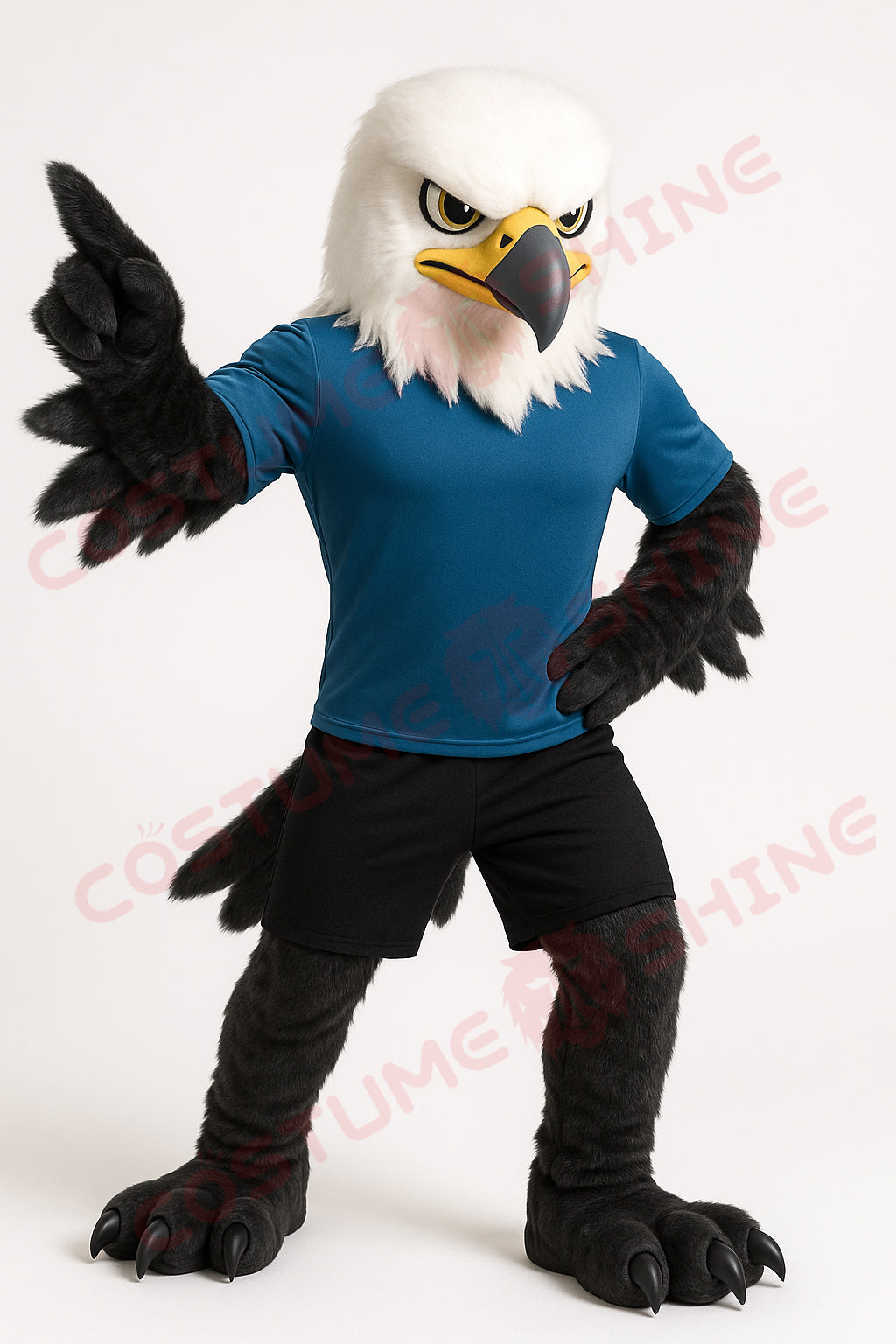 Disfraz de mascota de halcón azul con camisa blanca, tamaño adulto, para hombre y mujer, con ventilador incorporado en la cabeza 