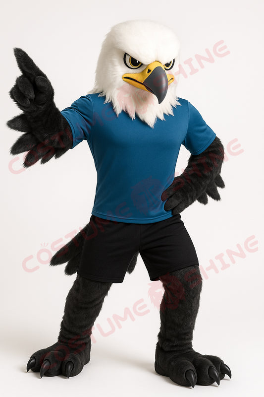 Disfraz de mascota de halcón azul con camisa blanca, tamaño adulto, para hombre y mujer, con ventilador incorporado en la cabeza 