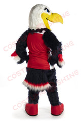 Black Eagle Mascot Costume with Yellow Beak & Red Vest – Sports & Event Outfit