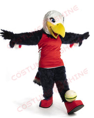 Black Eagle Mascot Costume with Yellow Beak & Red Vest – Sports & Event Outfit