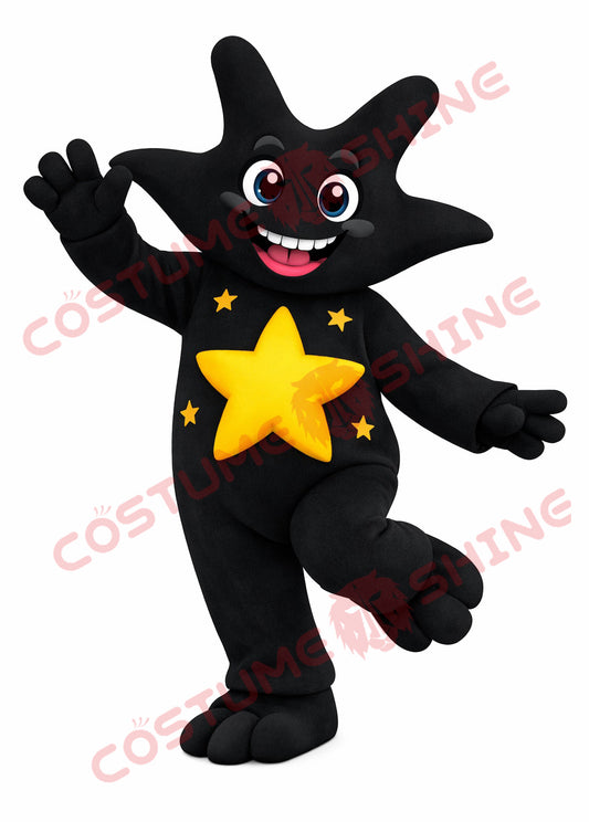 Black Star Mascot Costume for Adults – Full Body Plush Star Outfit