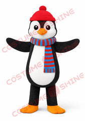Winter Penguin Mascot Costume for Adults – Plush Hat & Scarf Suit