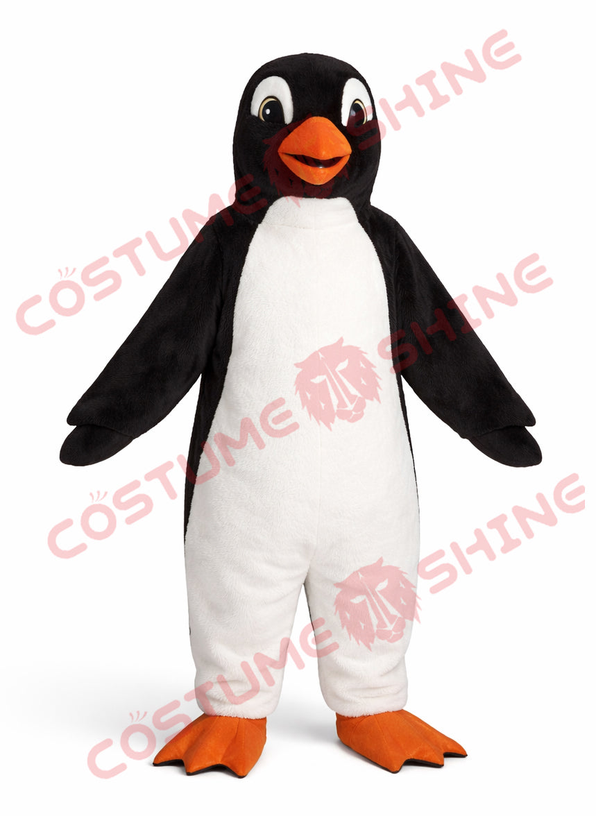 Adult Penguin Mascot Costume Black White Plush Full Body Outfit