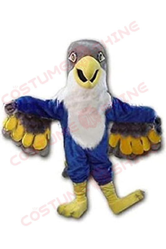 Blue and Grey Falcon Eagle Mascot Costume with Yellow Beak and Feet – School, Sports & Event Outfit
