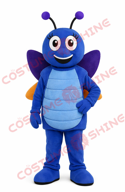 Blue Butterfly Mascot Costume for Adults Plush Full Body Suit