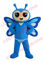 Blue Butterfly Mascot Costume for Adults Plush Hands on Hips Design