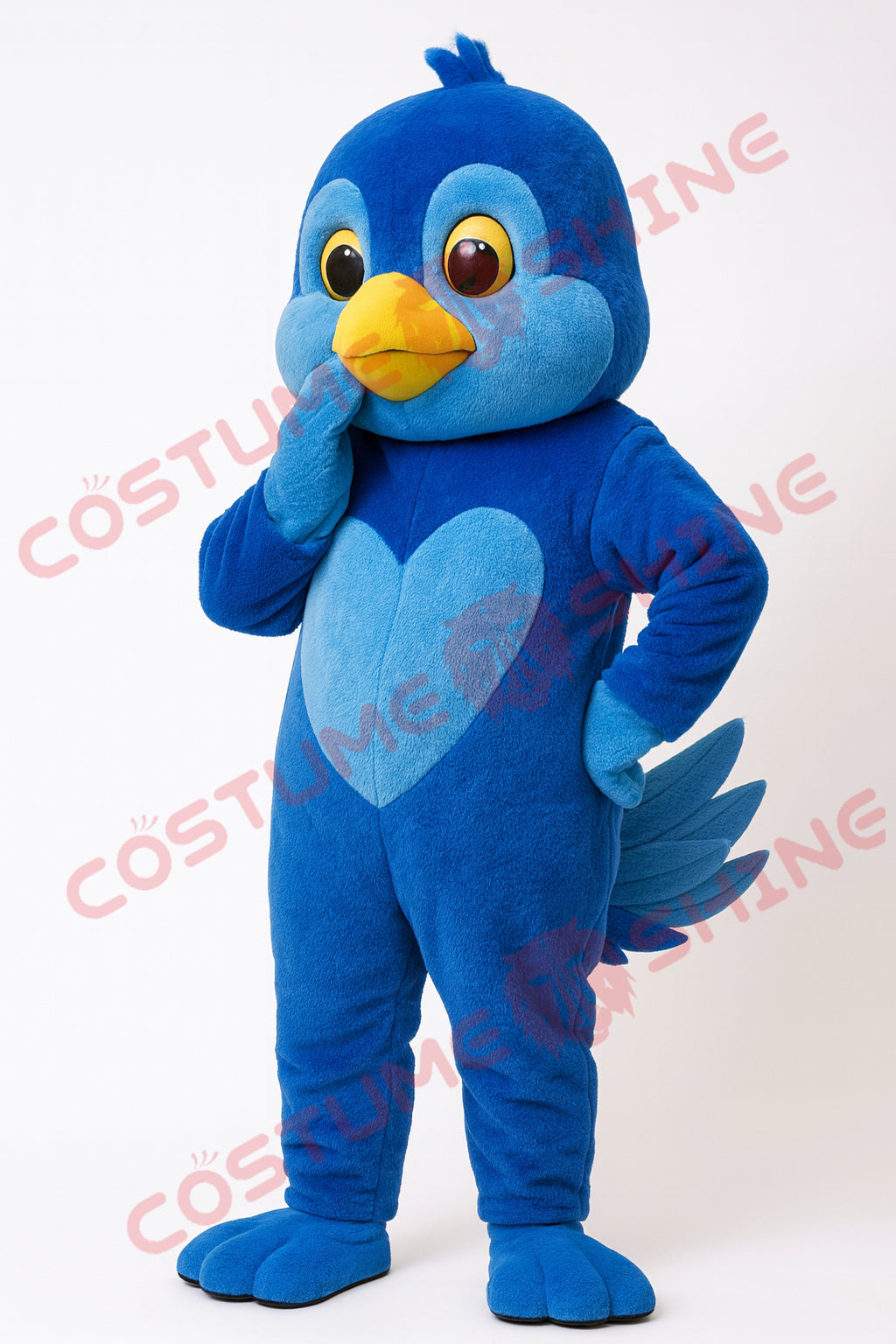 Blue Chicken Mascot Costume for Adults with Heart Design Plush Suit