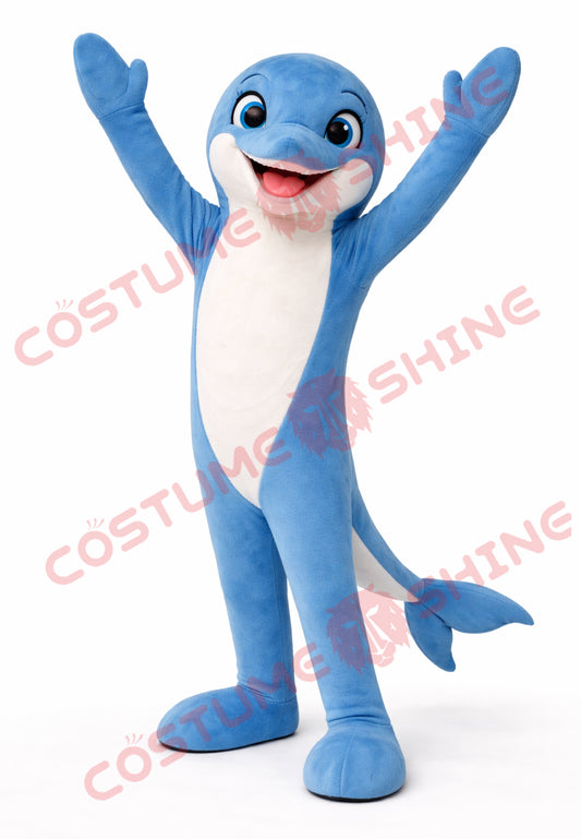 Blue Dolphin Mascot Costume for Adults Plush Full Body Suit