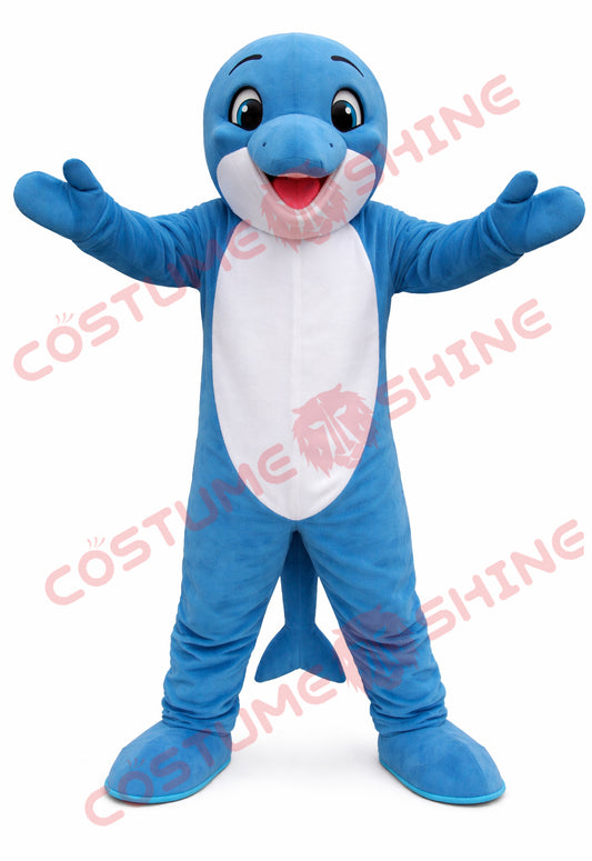 Blue Dolphin Mascot Costume for Adults Plush Full Body Suit