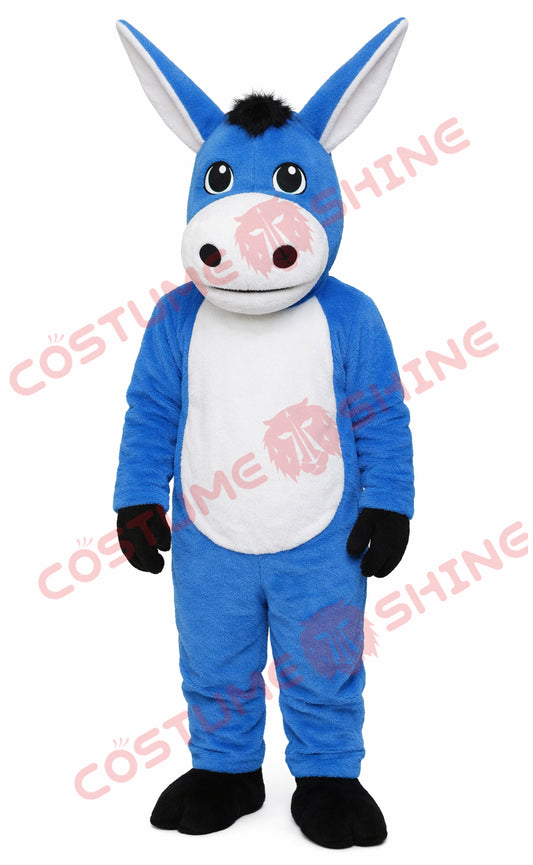 Blue Donkey Mascot Costume for Adults Cute Plush Full Body Suit