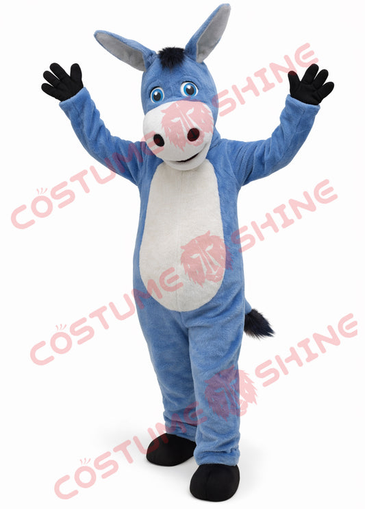 Blue Donkey Mascot Costume for Adults Plush Full Body Waving Character Suit