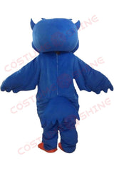 Disfraz de mascota de halcón azul con camisa blanca, tamaño adulto, para hombre y mujer, con ventilador incorporado en la cabeza 
