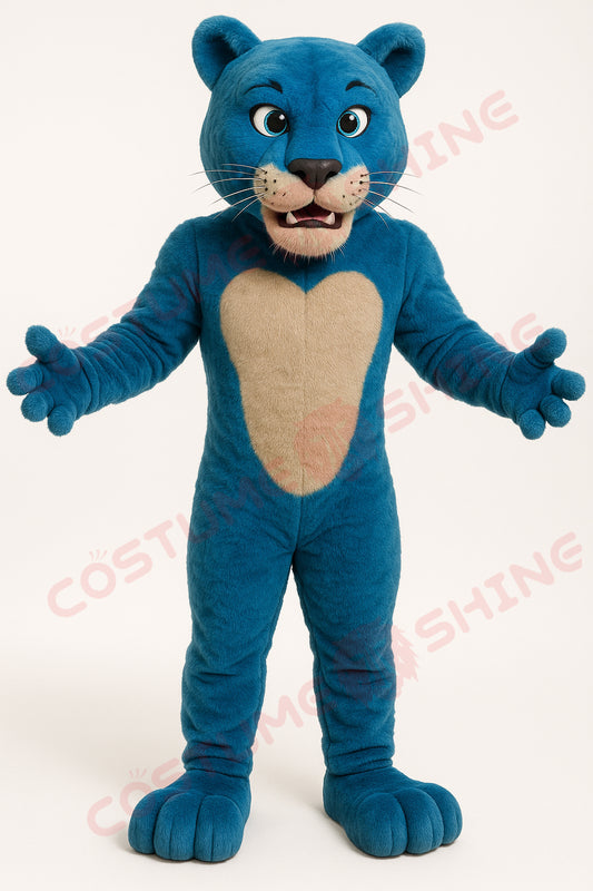 Blue Panther Mascot Costume for Adults – Custom Plush Animal Suit for School, Sports Team & Business Events